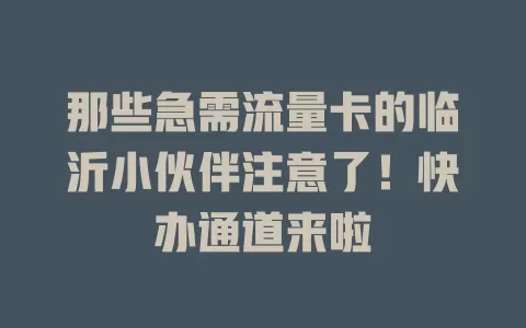 那些急需流量卡的临沂小伙伴注意了！快办通道来啦