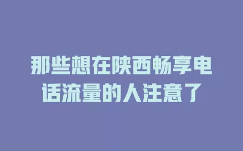 那些想在陕西畅享电话流量的人注意了