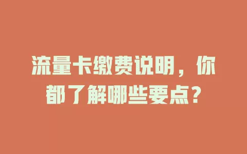流量卡缴费说明，你都了解哪些要点？