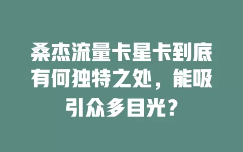 桑杰流量卡星卡到底有何独特之处，能吸引众多目光？