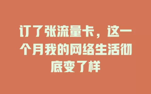 订了张流量卡,这一个月我的网络生活彻底变了样