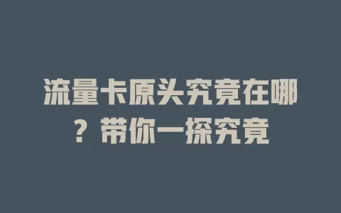 流量卡原头究竟在哪？带你一探究竟