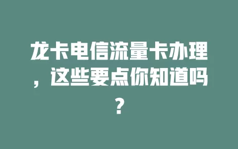 龙卡电信流量卡办理，这些要点你知道吗？