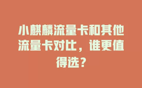 小麒麟流量卡和其他流量卡对比，谁更值得选？