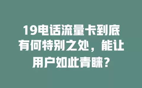 19电话流量卡到底有何特别之处，能让用户如此青睐？