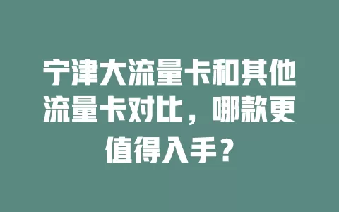 宁津大流量卡和其他流量卡对比，哪款更值得入手？