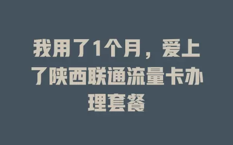 我用了1个月，爱上了陕西联通流量卡办理套餐