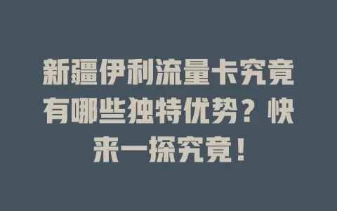 新疆伊利流量卡究竟有哪些独特优势？快来一探究竟！
