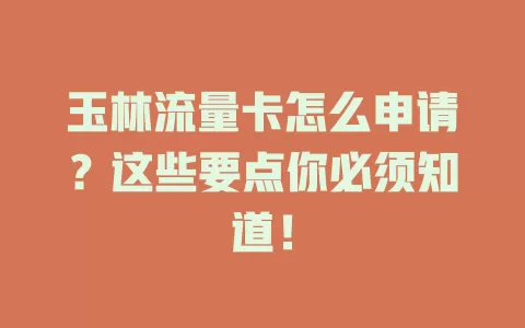 玉林流量卡怎么申请？这些要点你必须知道！