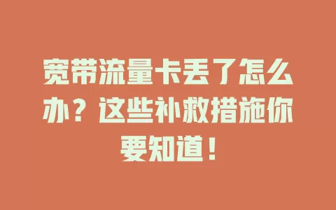 宽带流量卡丢了怎么办?这些补救措施你要知道!