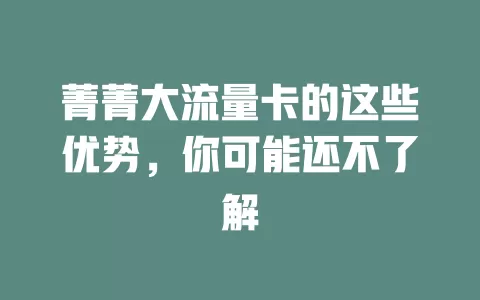 菁菁大流量卡的这些优势，你可能还不了解