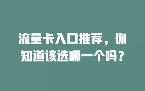 流量卡入口推荐，你知道该选哪一个吗？