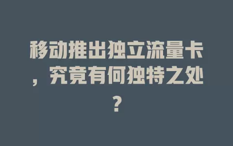 移动推出独立流量卡，究竟有何独特之处？