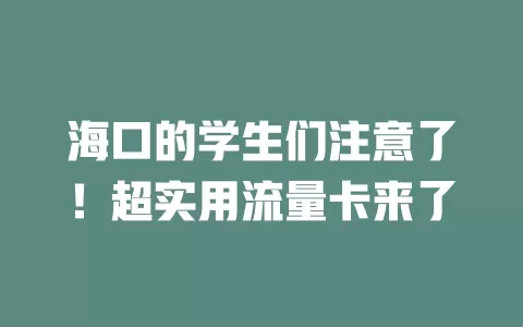海口的学生们注意了！超实用流量卡来了