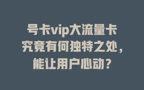 号卡vip大流量卡究竟有何独特之处，能让用户心动？