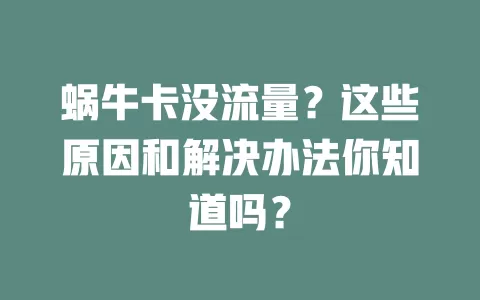 蜗牛卡没流量？这些原因和解决办法你知道吗？