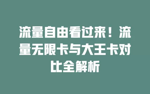 流量自由看过来！流量无限卡与大王卡对比全解析