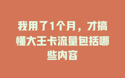 我用了1个月，才搞懂大王卡流量包括哪些内容