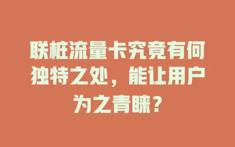 联桩流量卡究竟有何独特之处，能让用户为之青睐？