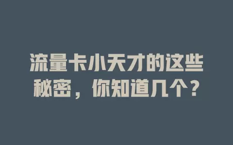 流量卡小天才的这些秘密，你知道几个？
