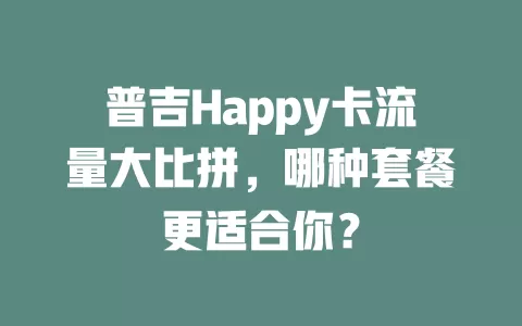 普吉Happy卡流量大比拼，哪种套餐更适合你？