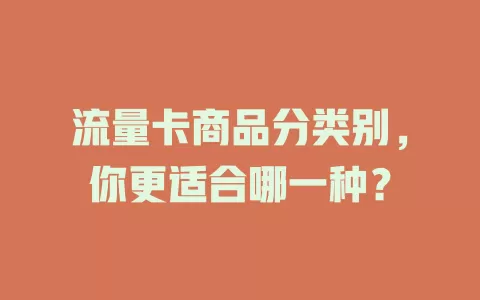 流量卡商品分类别，你更适合哪一种？