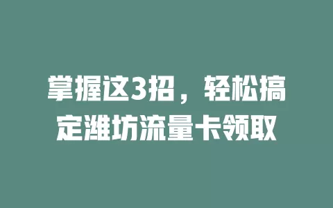 掌握这3招，轻松搞定潍坊流量卡领取