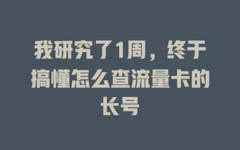 我研究了1周，终于搞懂怎么查流量卡的长号