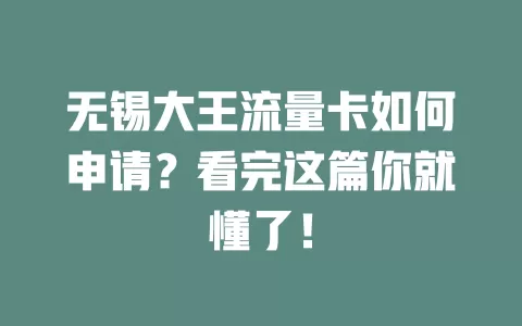 无锡大王流量卡如何申请？看完这篇你就懂了！