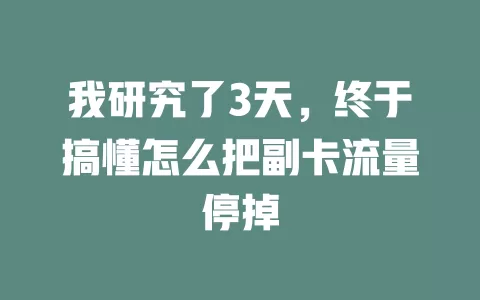 我研究了3天，终于搞懂怎么把副卡流量停掉