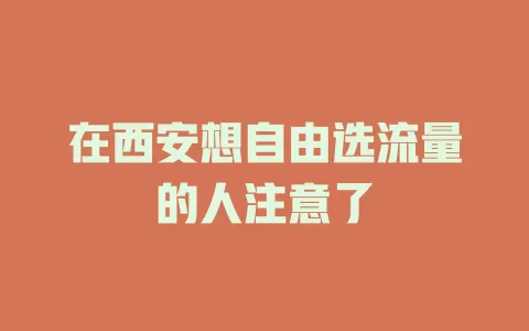 在西安想自由选流量的人注意了