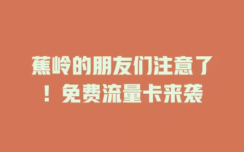 蕉岭的朋友们注意了！免费流量卡来袭