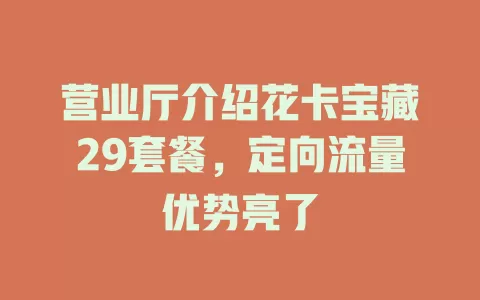 营业厅介绍花卡宝藏29套餐，定向流量优势亮了
