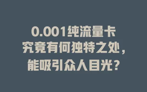 0.001纯流量卡究竟有何独特之处，能吸引众人目光？