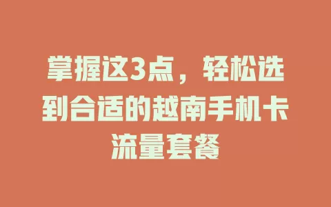 掌握这3点，轻松选到合适的越南手机卡流量套餐