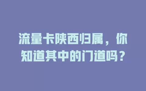流量卡陕西归属，你知道其中的门道吗？