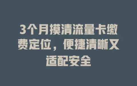 3个月摸清流量卡缴费定位，便捷清晰又适配安全