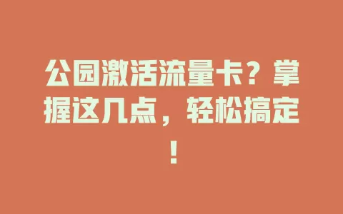公园激活流量卡？掌握这几点，轻松搞定！