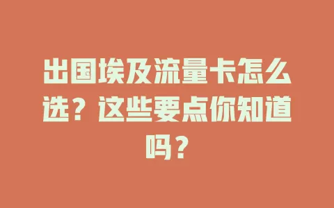 出国埃及流量卡怎么选？这些要点你知道吗？