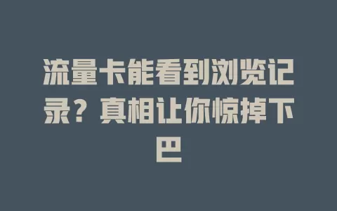 流量卡能看到浏览记录？真相让你惊掉下巴