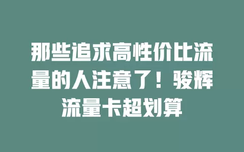 那些追求高性价比流量的人注意了！骏辉流量卡超划算