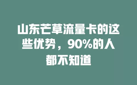 山东芒草流量卡的这些优势，90%的人都不知道