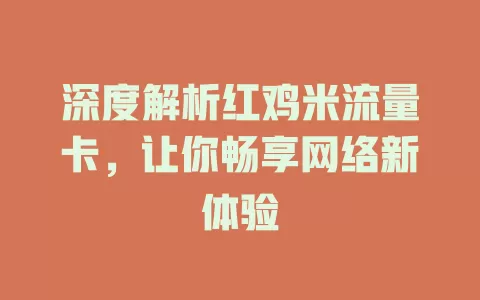 深度解析红鸡米流量卡，让你畅享网络新体验