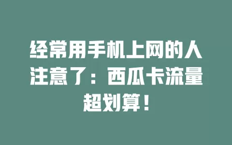 经常用手机上网的人注意了：西瓜卡流量超划算！