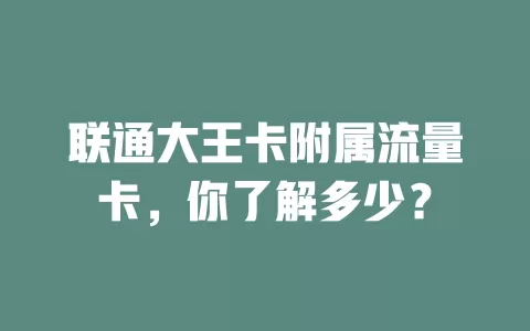 联通大王卡附属流量卡,你了解多少?