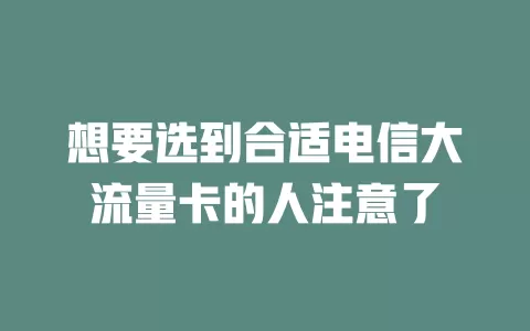 想要选到合适电信大流量卡的人注意了