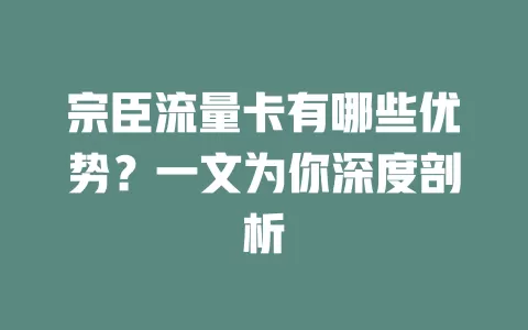 宗臣流量卡有哪些优势？一文为你深度剖析