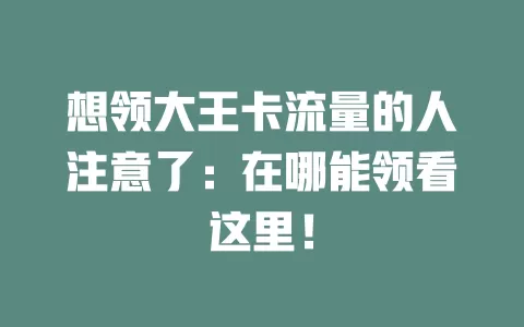 想领大王卡流量的人注意了：在哪能领看这里！