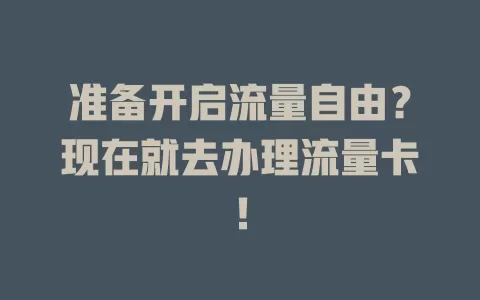 准备开启流量自由？现在就去办理流量卡！