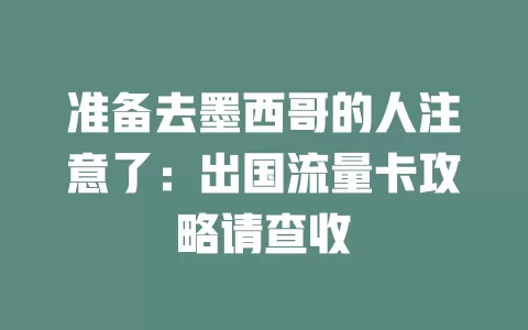 准备去墨西哥的人注意了：出国流量卡攻略请查收